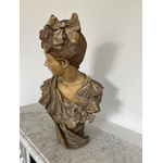 Buste Femme signature Goldscheider 60cm - Galerie Georgette Antiqué Art Nouveau