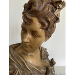 Buste Femme signature Goldscheider patine beige - Galerie Georgette Antiqué Art Nouveau