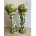 Sellettes barbotine Hérons Chaumette - Galerie Georgette Antiquités Art Nouveau