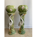 Sellettes barbotine Hérons - Galerie Georgette Antiquités Art Nouveau