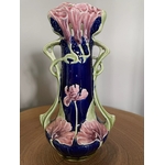 vase art nouveau barbotine bleue roi - galerie georgette - specialiste art nouveau