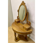 Coiffeuse anglaise miroir central deux tiroirs plateau circulaire - Galerie Georgette