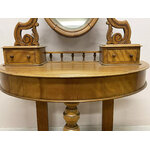 Coiffeuse anglaise plateau circulaire miroir central balconnet - Galerie Georgette