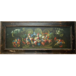 Grand tableau Ecole Flamande - Guirlande de fleurs - Galerie Georgette