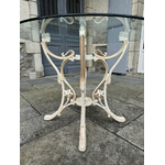 Salon de Jardin Art Nouveau table ronde plateau verre fonte de fer - Galerie Georgette