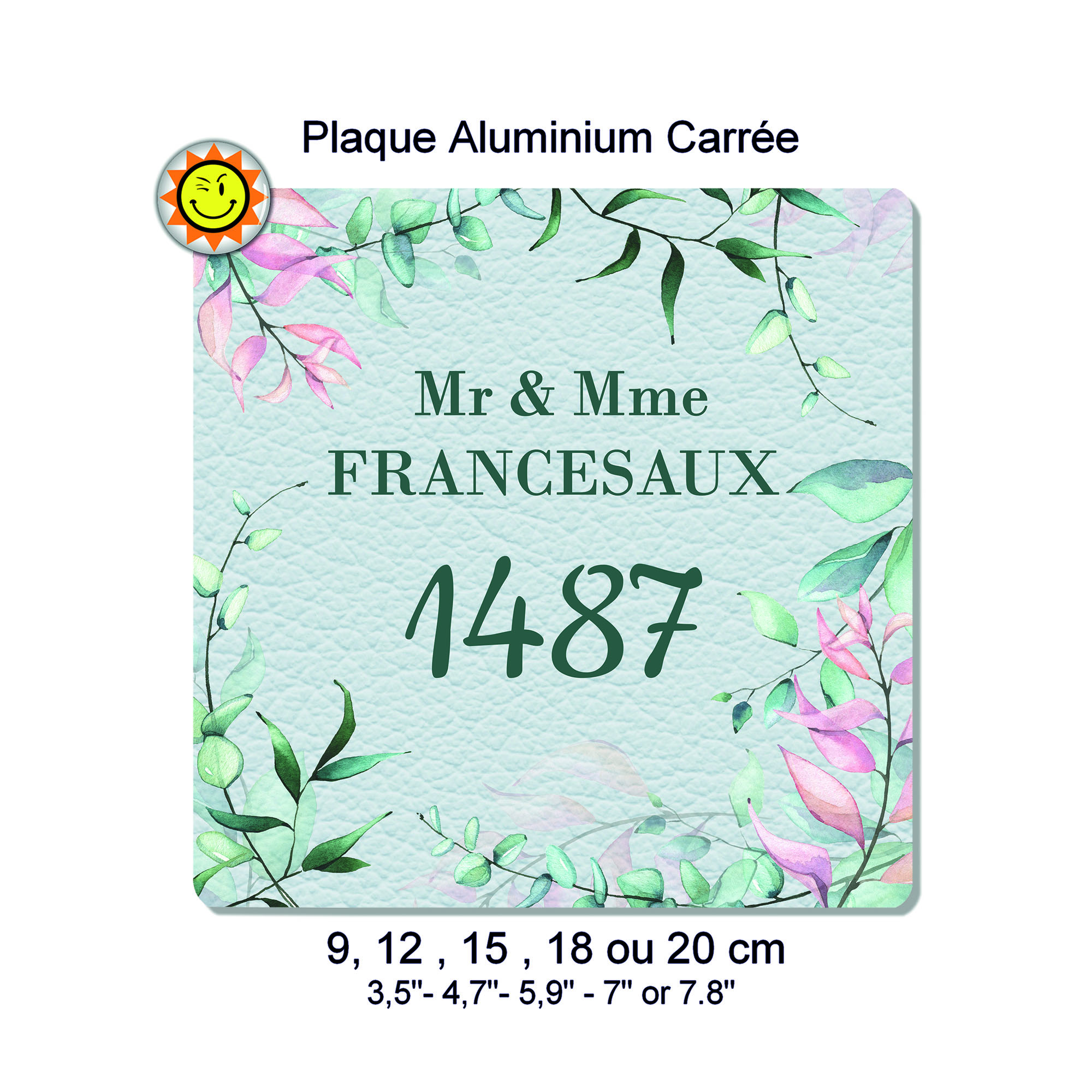 Plaque boite aux lettres à personnaliser en aluminium champêtre floral  vintage avec votre nom et numéro C248 -  France