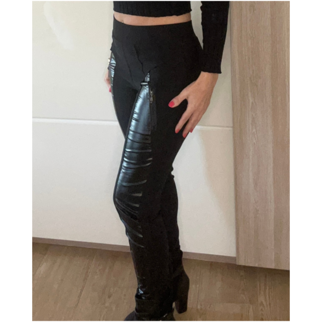 Legging bi matiere simili cuir Vetements Jeans pantalons La boutique d Elena