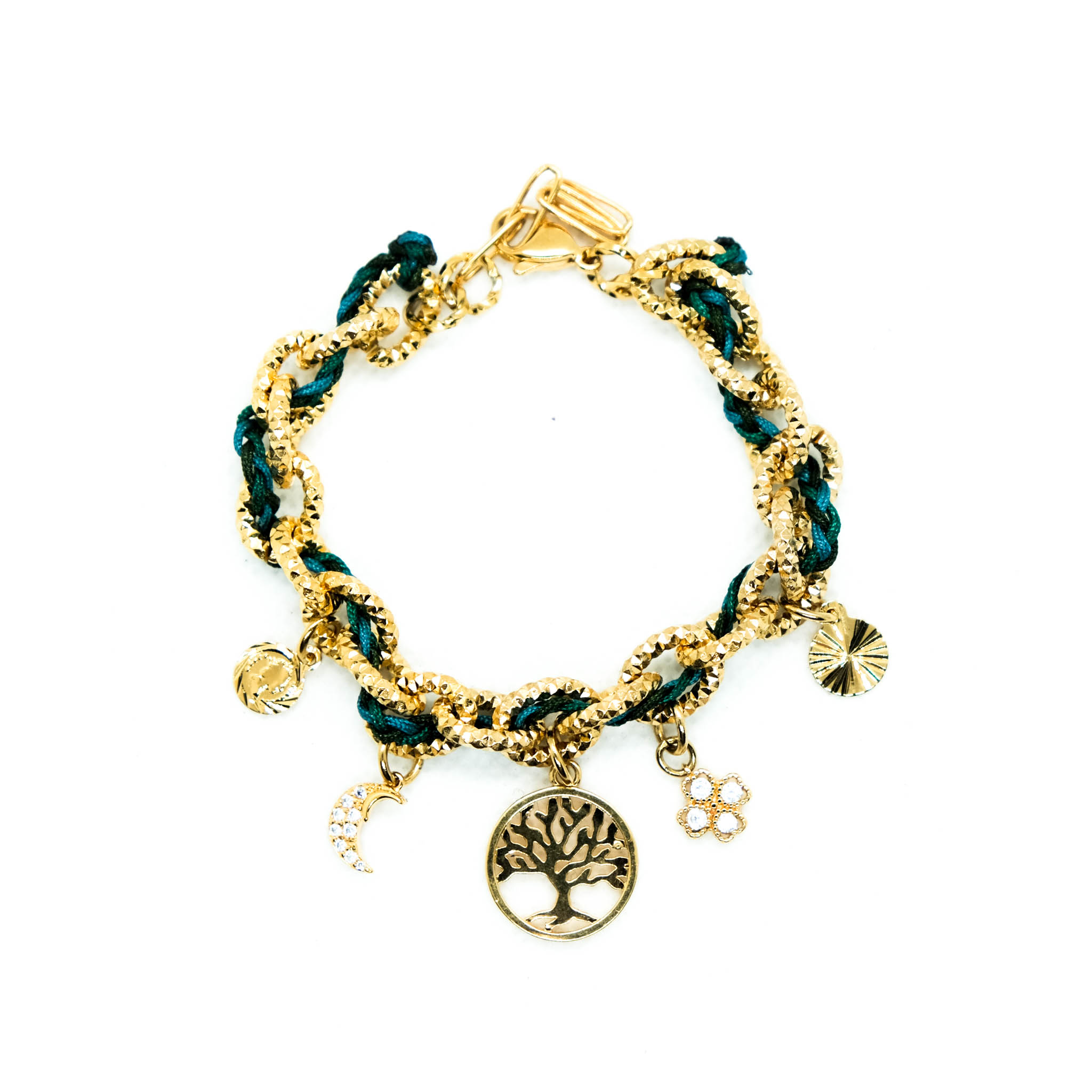 bracelet entrelacé vert sapin