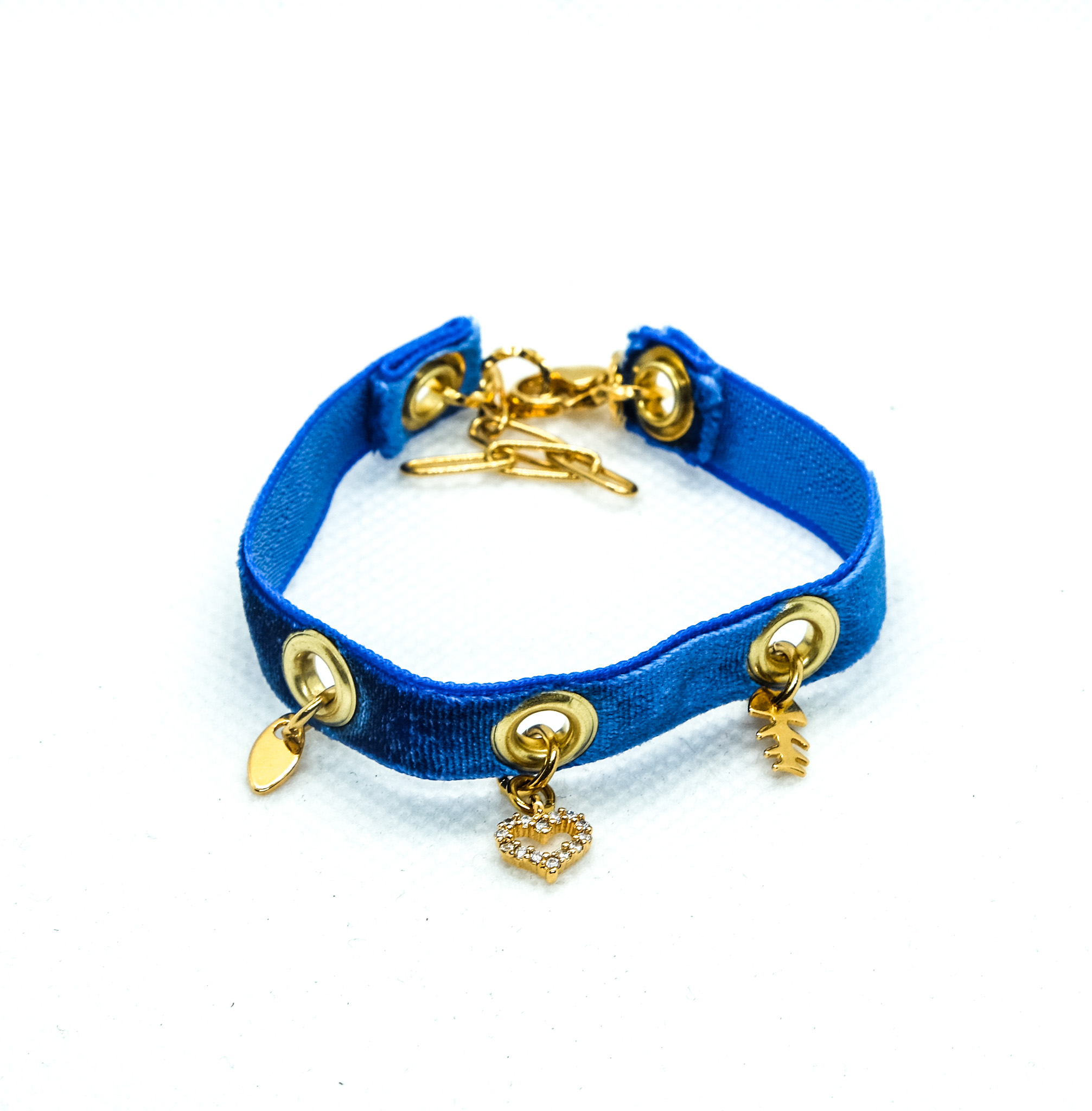 bracelet velour bleu électrique3