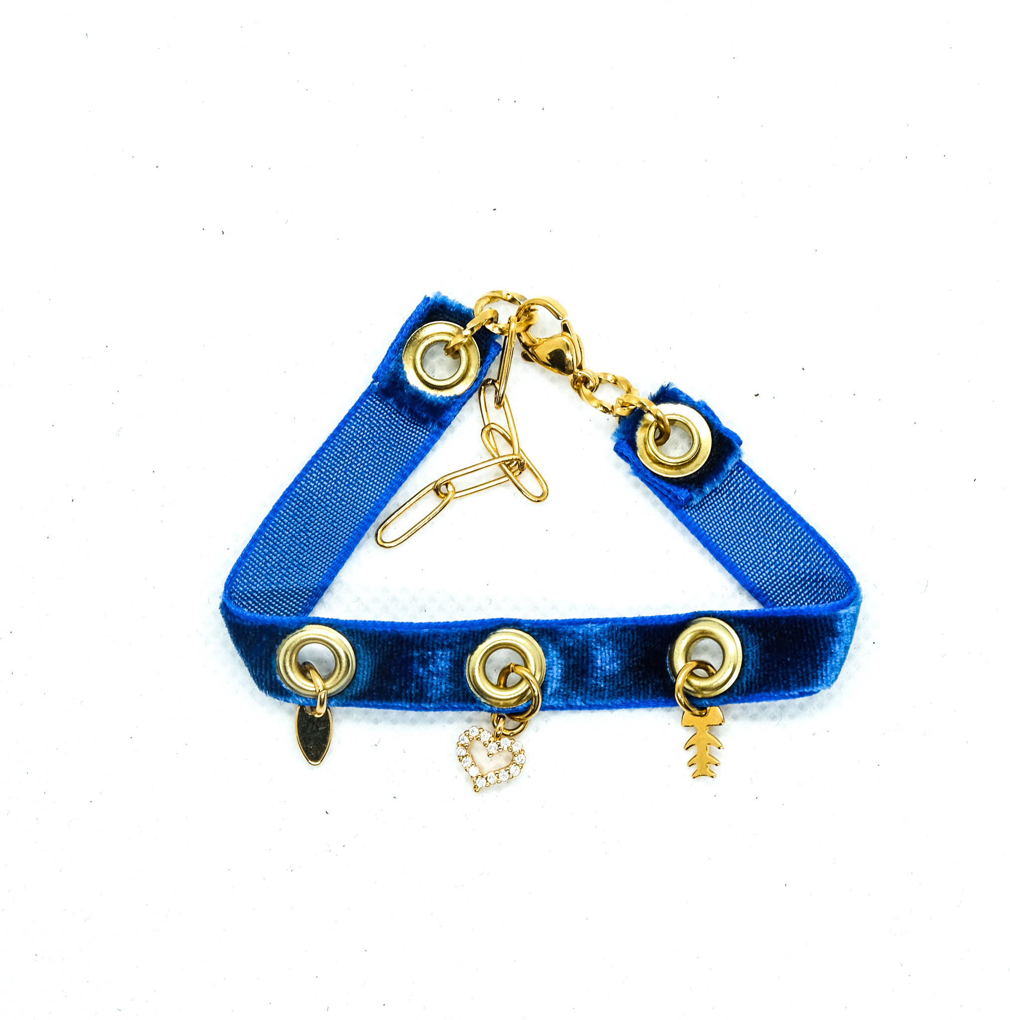bracelet velour bleu électrique2
