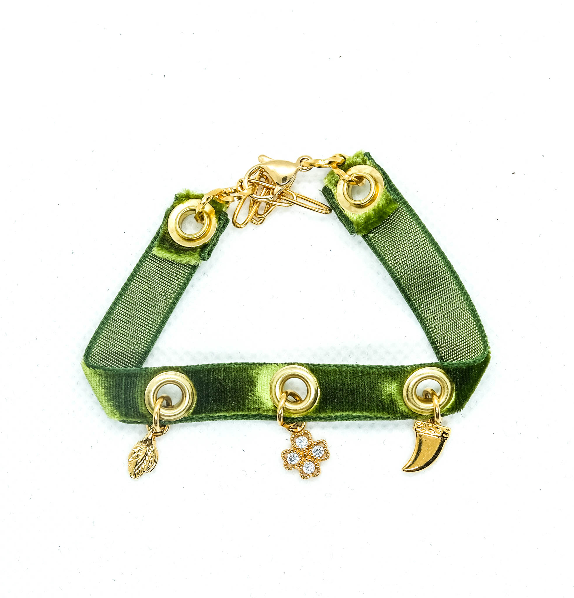 bracelet velour vert olive2