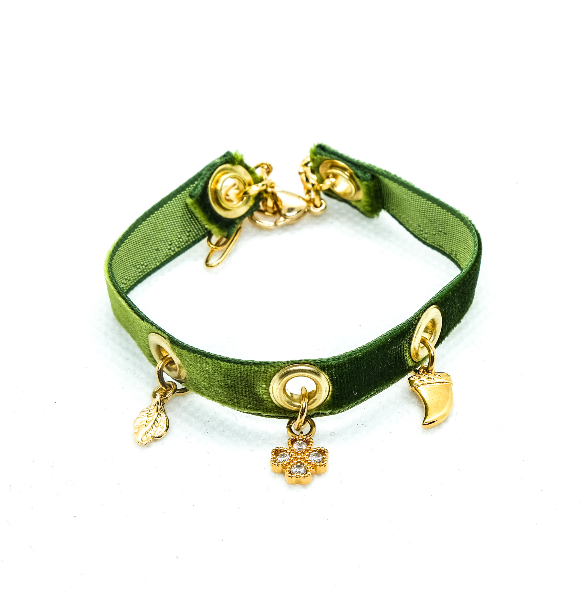 bracelet velour vert olive