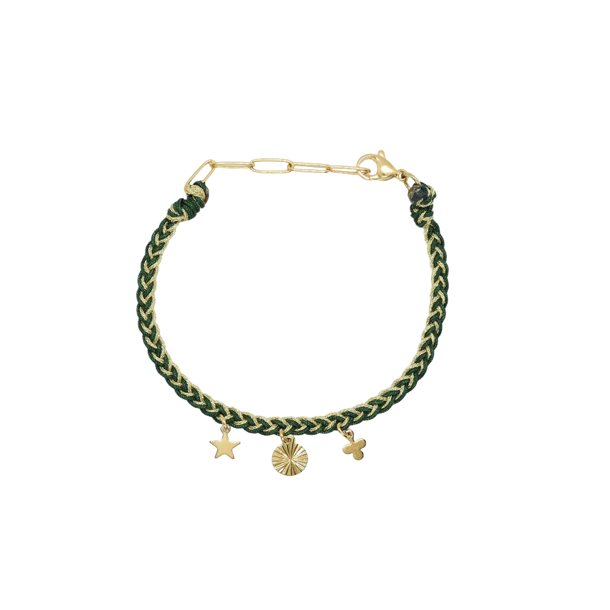 bracelet tresse duo vert sapin