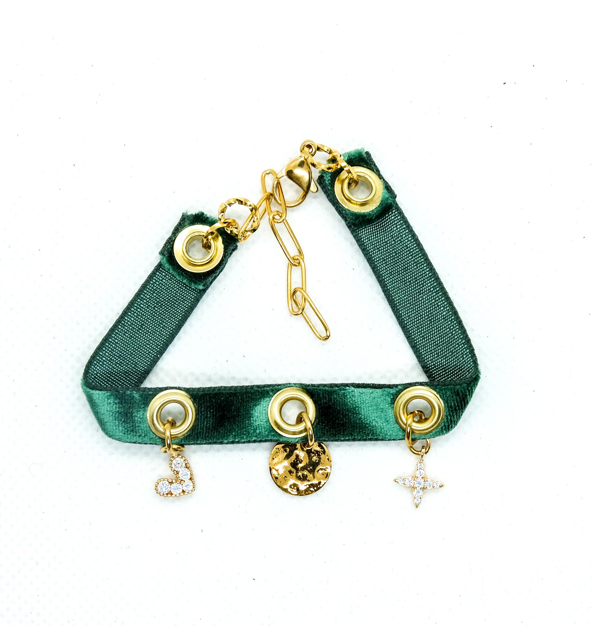 bracelet velour vert sapin