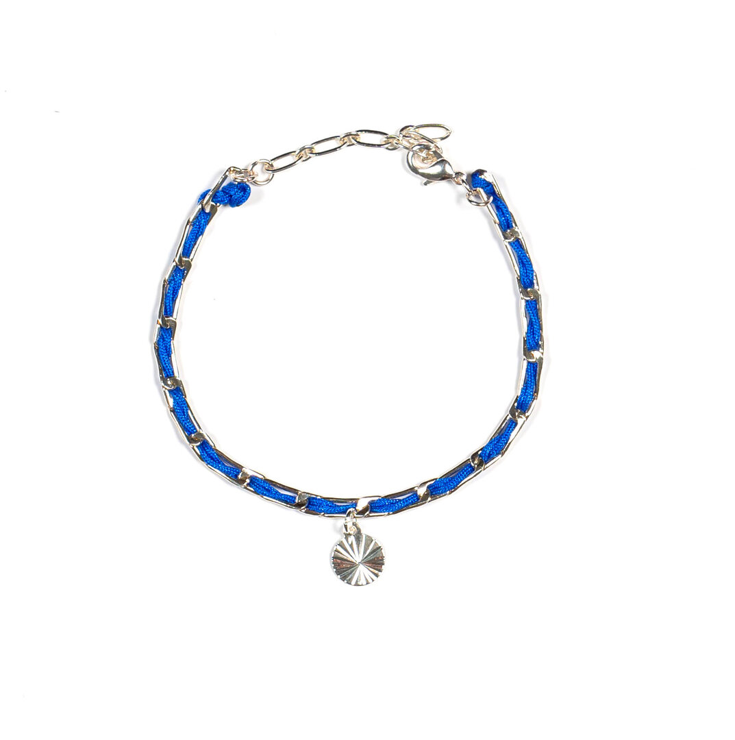 Bague Baptême Garçon Argent 925 - Chaîne Bleue Avec Écrin - Cadeau Naissance Christening