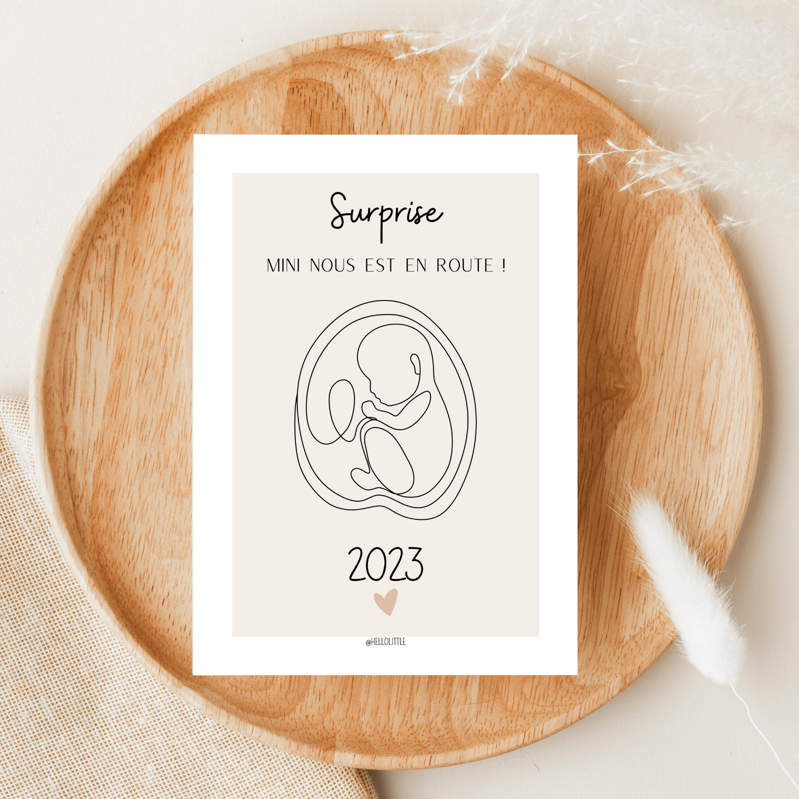 Carte annonce de grossesse - Bébé Lapin - Cartes simples/Annonce