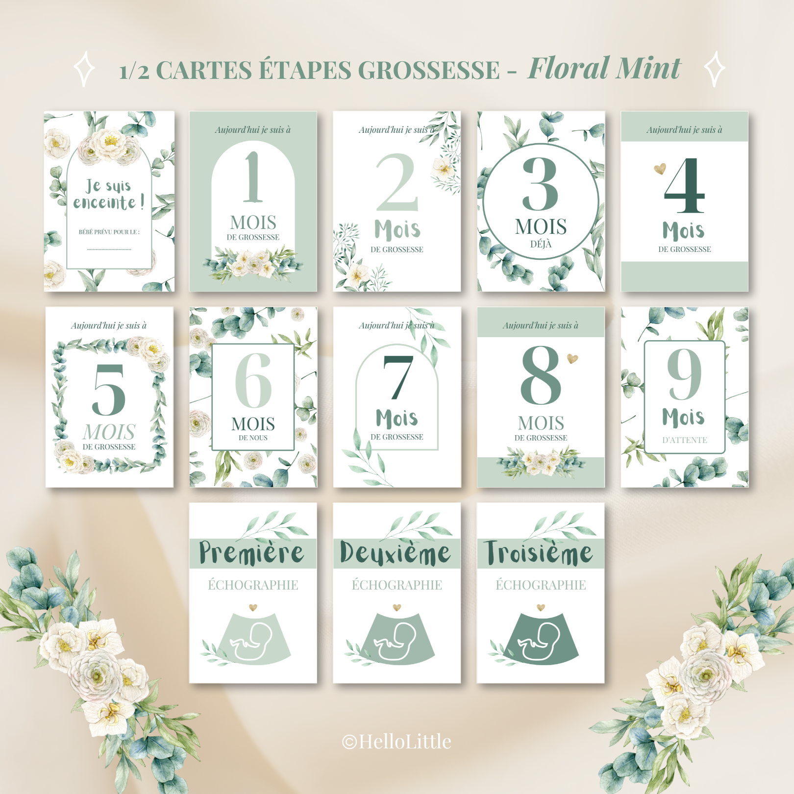 CE grossesse floral mint
