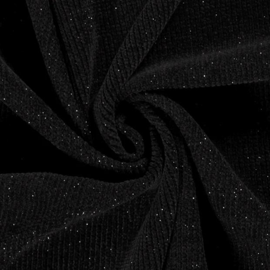Bouclé Tissu Lurex Unicolore Noir