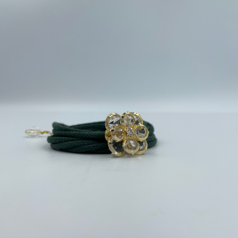Bracelet fleur de cristal vert