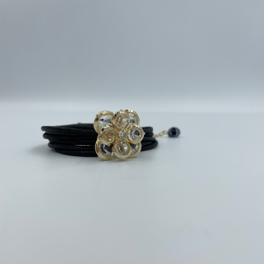 Bracelet fleur de cristal noir