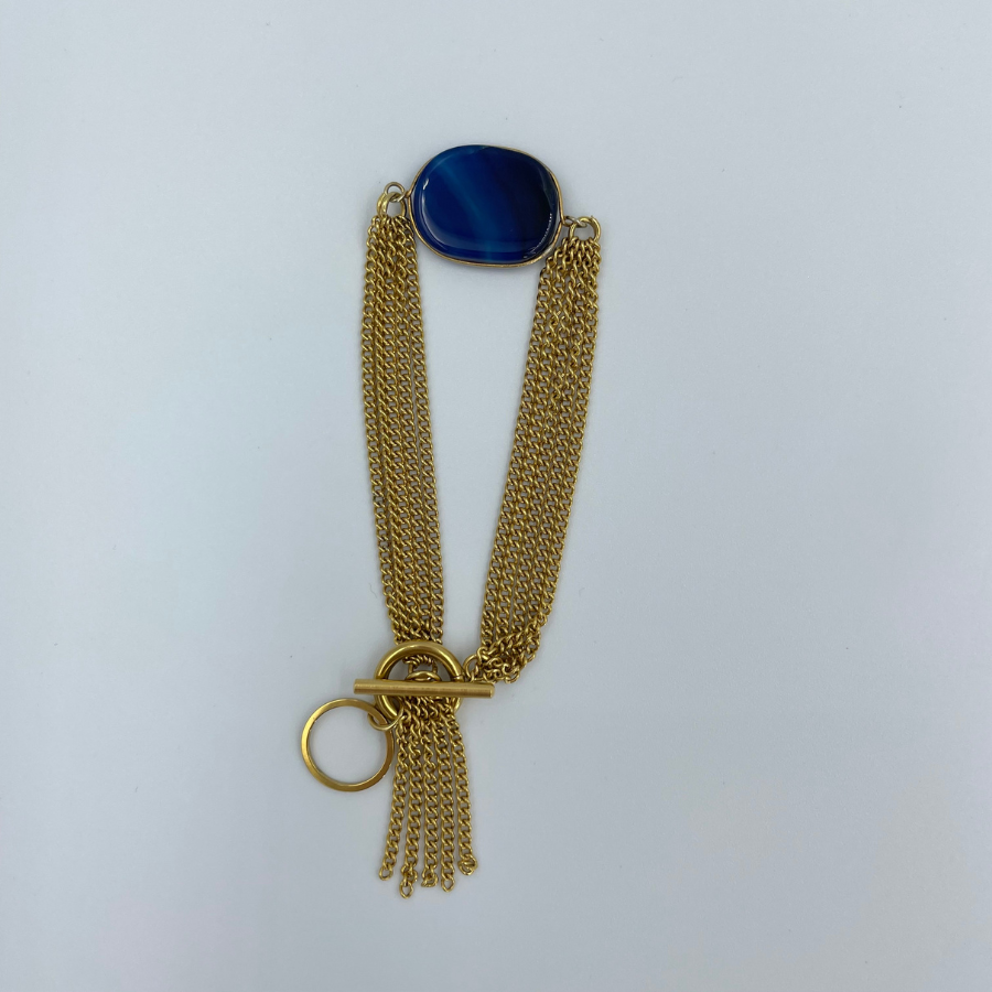 Bracelet frange - Agate bleue