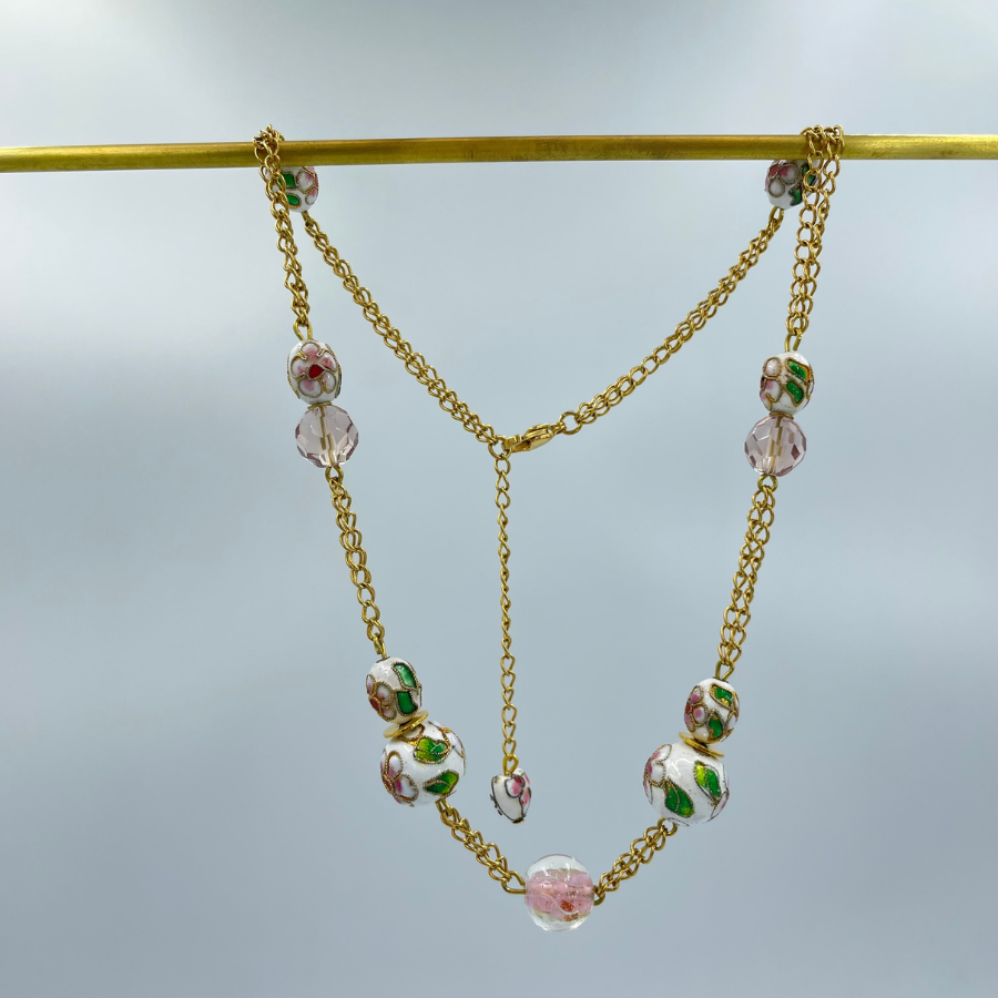 Collier ras de cou - perles métallique 2