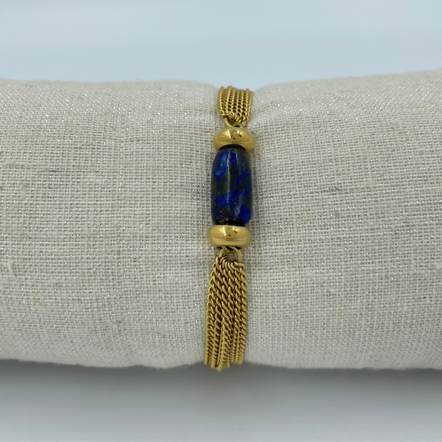 Bracelet frange doré - Lapis lazuli