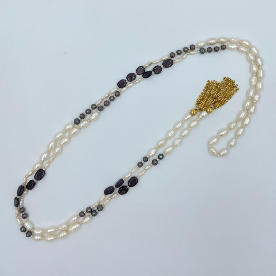 Collier Rope crème et grenat