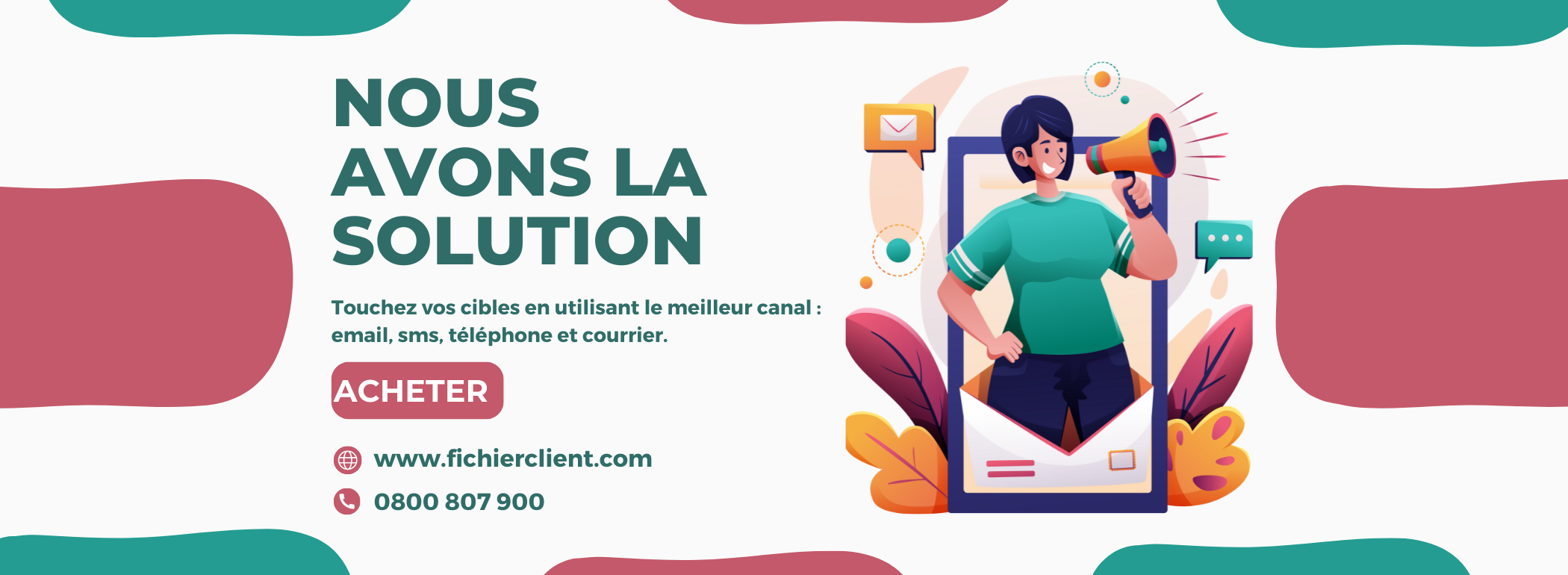 green pink illustration marketing agency facebook cover 2100 x 770 px