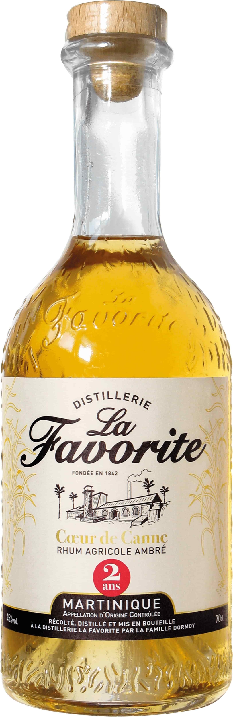 Rhum la Favorite Cœur de Canne Ambré 2ans 70cl 45°