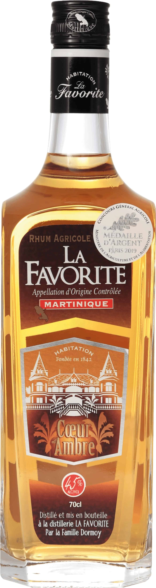 Rhum la Favorite Cœur DAmbre 70cl 45°