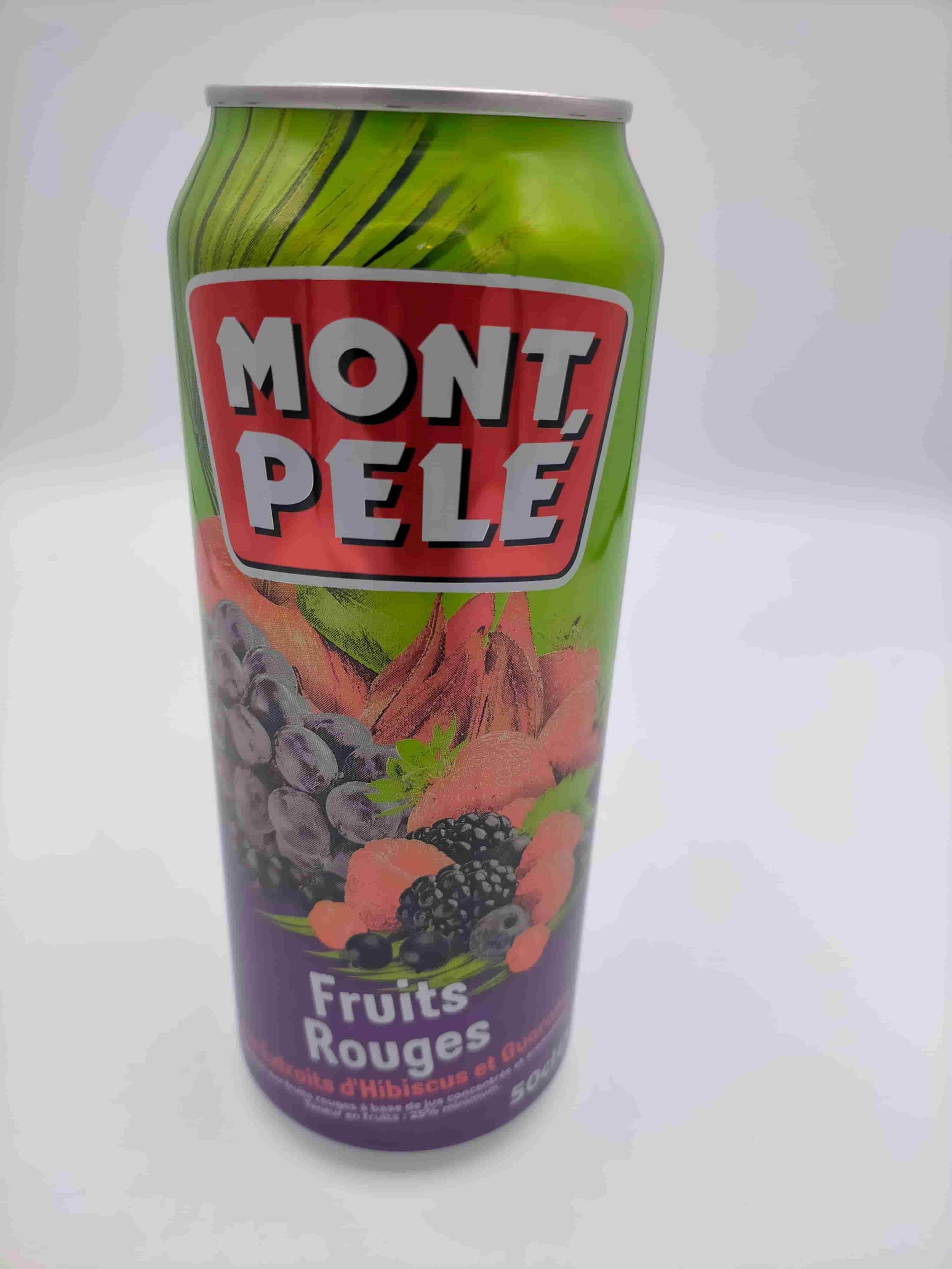 Mont Pelé Jus de fruits rouges aux extraits dHibiscus et Guarana canette 50cl