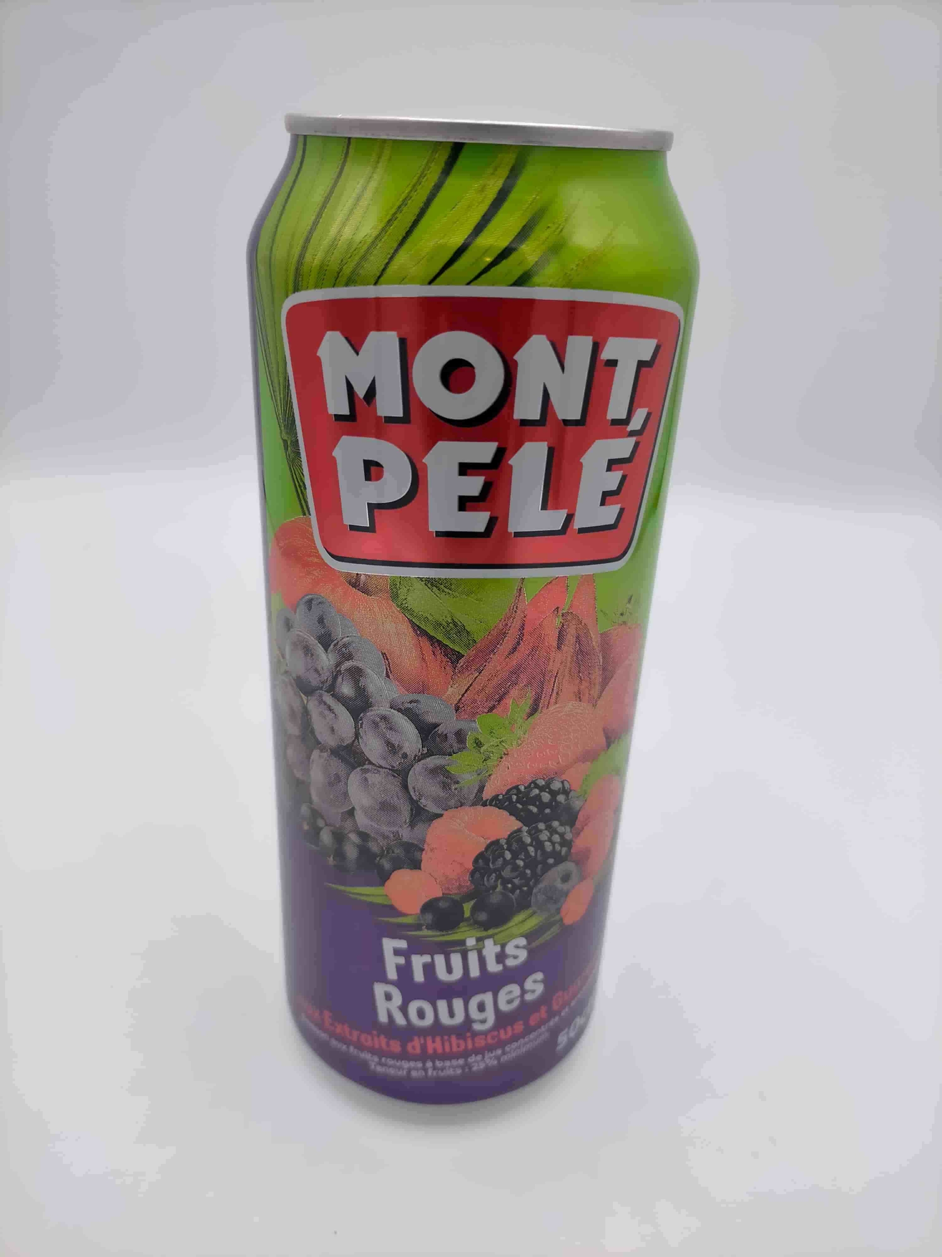 Mont Pelé Jus de fruits rouges aux extraits dHibiscus et Guarana canette 50cl 1