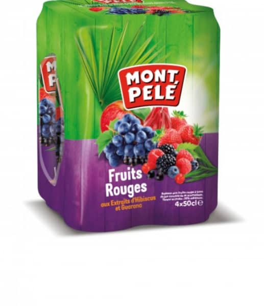 Mont Pelé Jus de fruits rouges aux extraits dHibiscus et Guarana canette 4x50cl