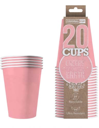 20 Gobelets cartons américain rose pastel 530ml