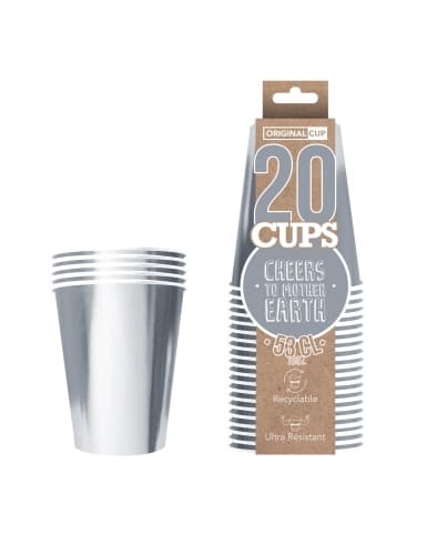 20 Gobelets cartons américain argent 53cl