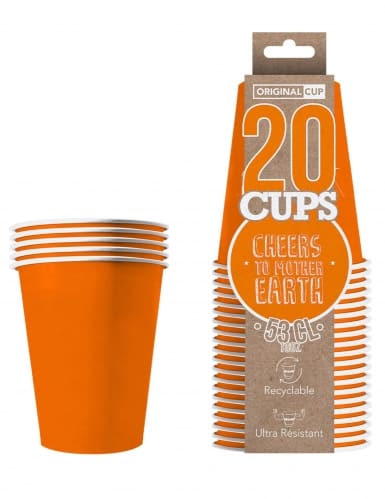 20 Gobelets cartons américain orange 53cl