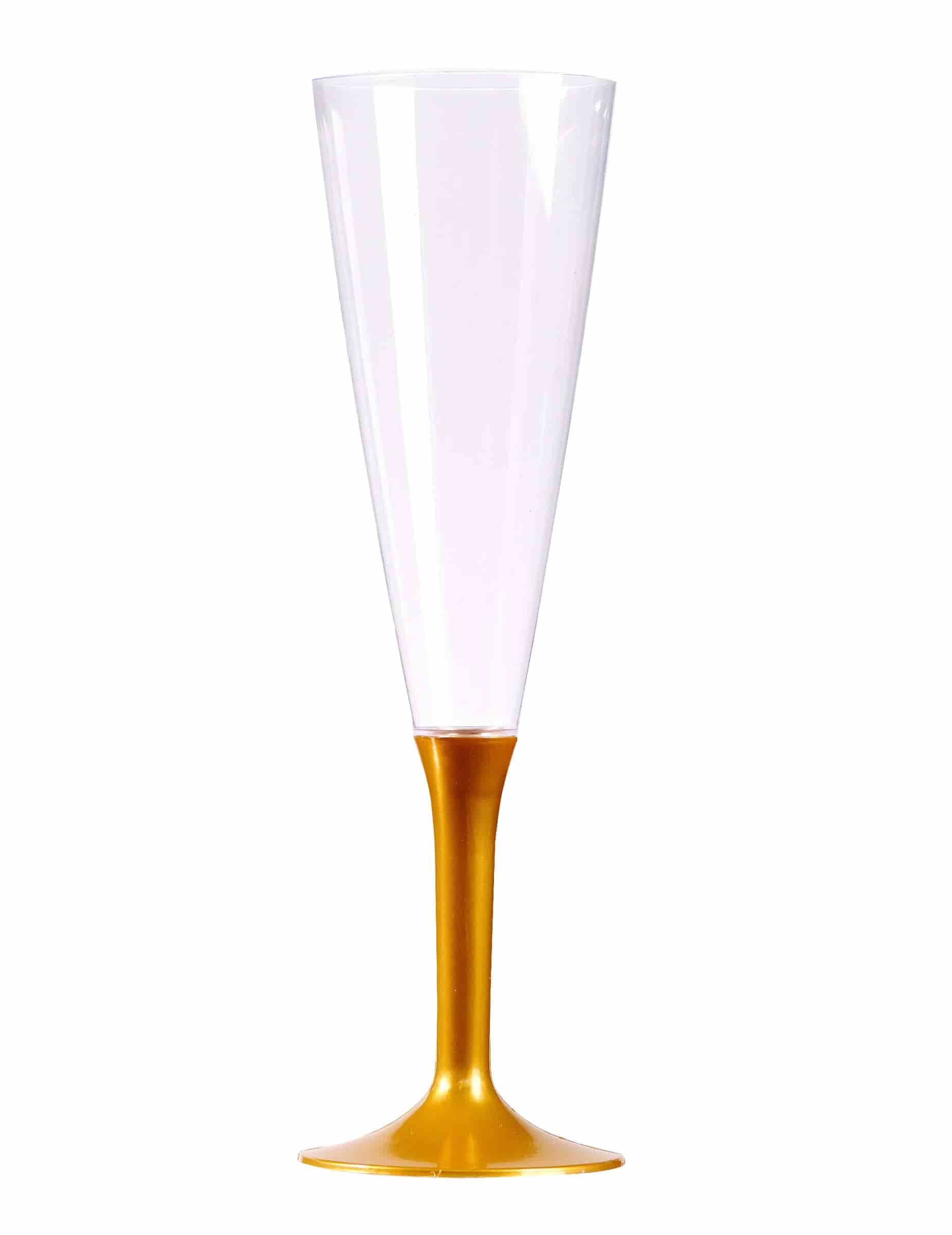 flûtes à champagne en plastique pied or 10x150 ml