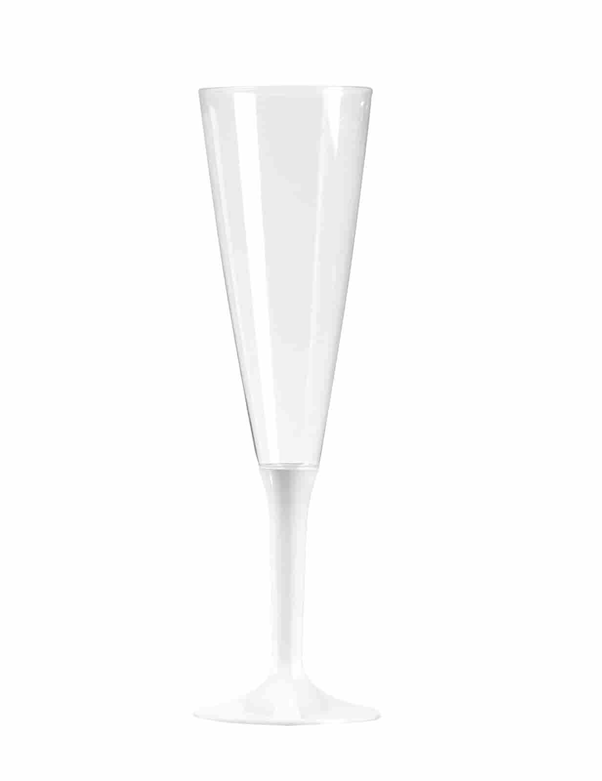 flûtes à champagne en plastique pied blanc 10x150ml