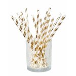 20 Pailles en carton rayées dorées