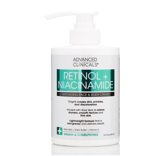 Crème hydratante raffermissante et anti-âge au Rétinol + Niacinamide pour le visage et le corps