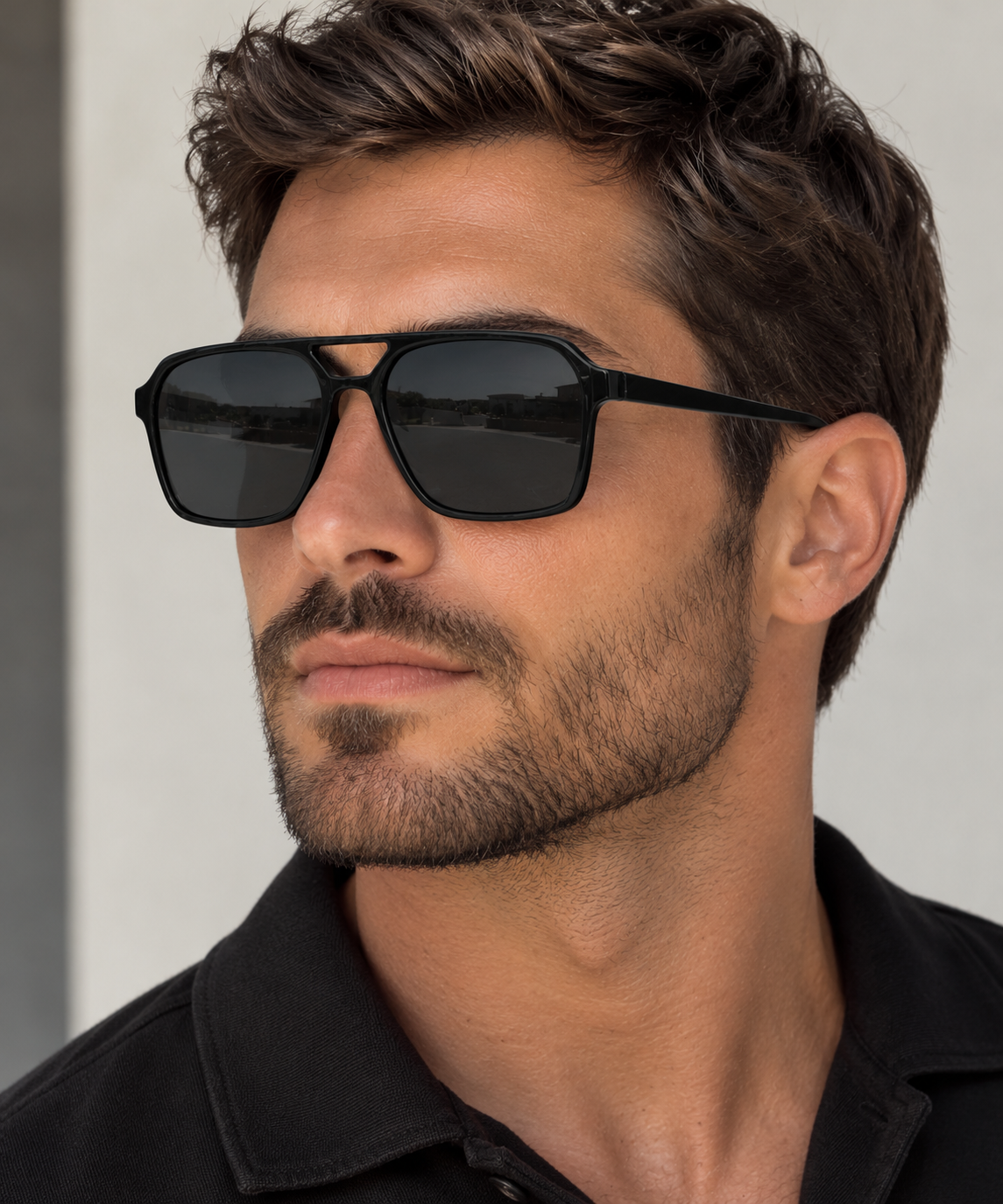 Portrait d’homme élégant en lunettes noires