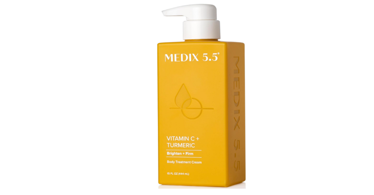 Lait Corporel Blanchissant MEDIX 5.5 - 444ml, Vitamine C Et Curcuma, Anti-imperfections, Peau Unifiée