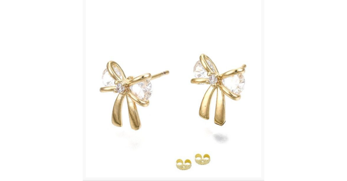 Boucles D’oreilles Papillon Avec Cristaux – Couleur Argent, Clous, Style Vintage