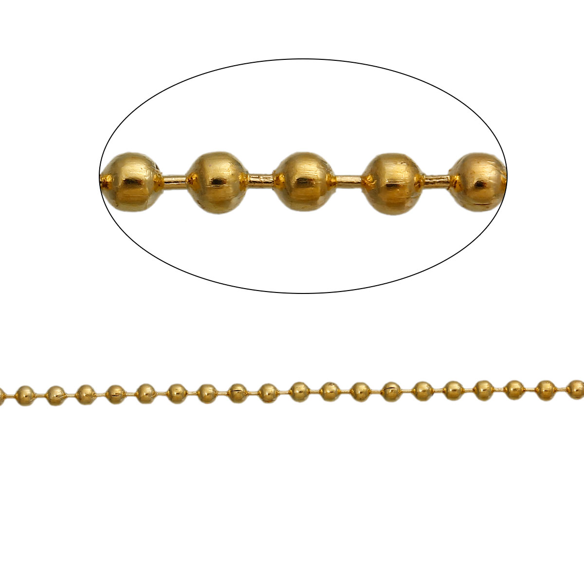 Un mètre de chaîne boule bille  en métal doré