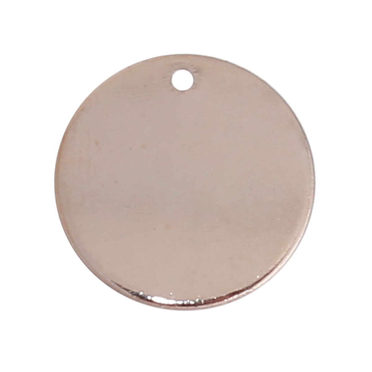 Une breloque ronde en cuivre couleur or rose, 15mm de diamètre