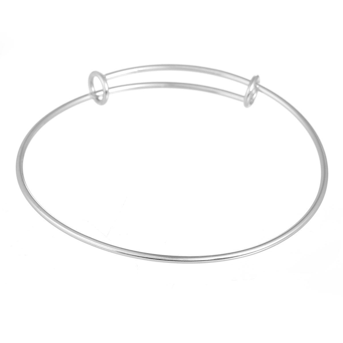 Support bracelet jonc rond réglable en acier inoxydable - 21cm