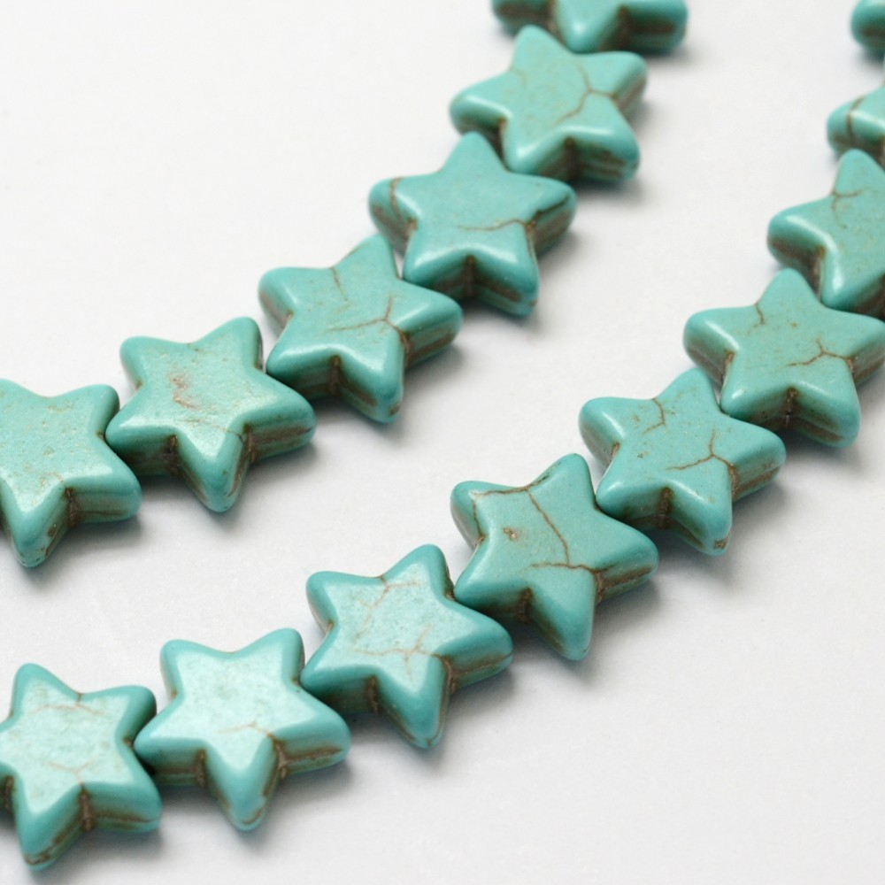 Lot de 5 perles forme d\'étoile en howlite synthétique teintée 11.5x11.5mm
