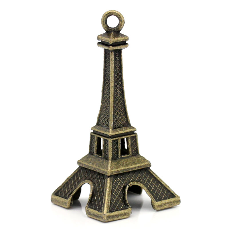 Une breloque pendentif 3D  monument tour Eiffel en métal bronze