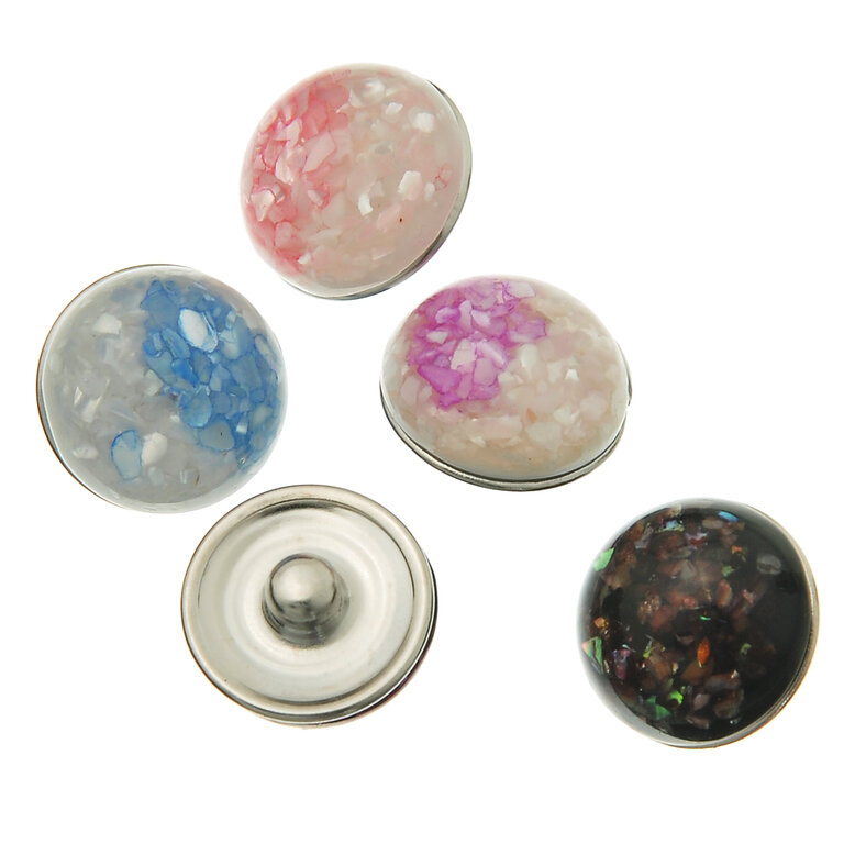 Lot De 100 Boutons Plats En Acrylique Et Résine - Argenté - Tailles Mixtes 10-15 Mm - Pour Cartes, Scrapbooking, Couture - 3